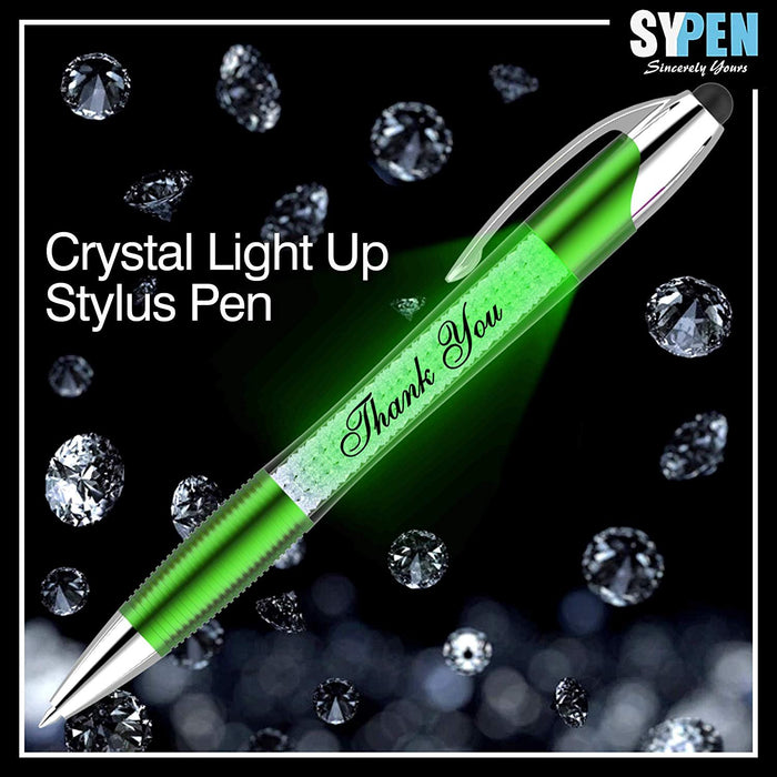 Free Personalization Stylus Pens Bulk-Pen Lights up a Thank You Message- 3 in 1 Stylus+ Ballpoint Pen Barrel Filled with Crystals-Compatible with Most Phones and Touch Screen Devices, 12 Pack