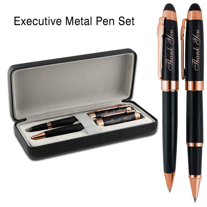 Personalized Gift Pen for Your Boss Coworker Wife Husband Dad Mom Doctor, Roller & Ballpoint Pen Gift Box Set - Twist Action Metal Rollerball - Gift Box Included - by SyPen
