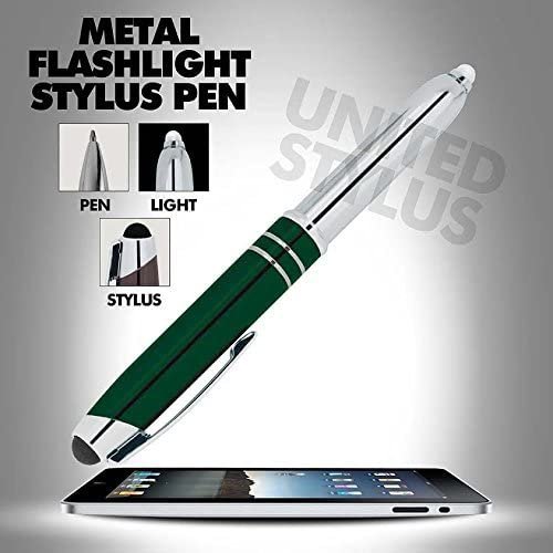 SyPen Stylus Pen for Touchscreen Devices, Tablets, iPads, iPhones, Multi-Function Capacitive Pen with LED Flashlight, Ballpoint Ink Pen, 3-in-1 Metal Pen, 6PK, Gunmetal
