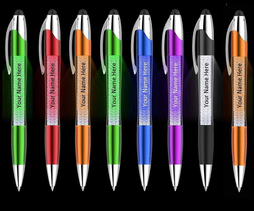 Free Personalization Stylus Pens Bulk-Pen Lights up a Thank You Message- 3 in 1 Stylus+ Ballpoint Pen Barrel Filled with Crystals-Compatible with Most Phones and Touch Screen Devices, 12 Pack