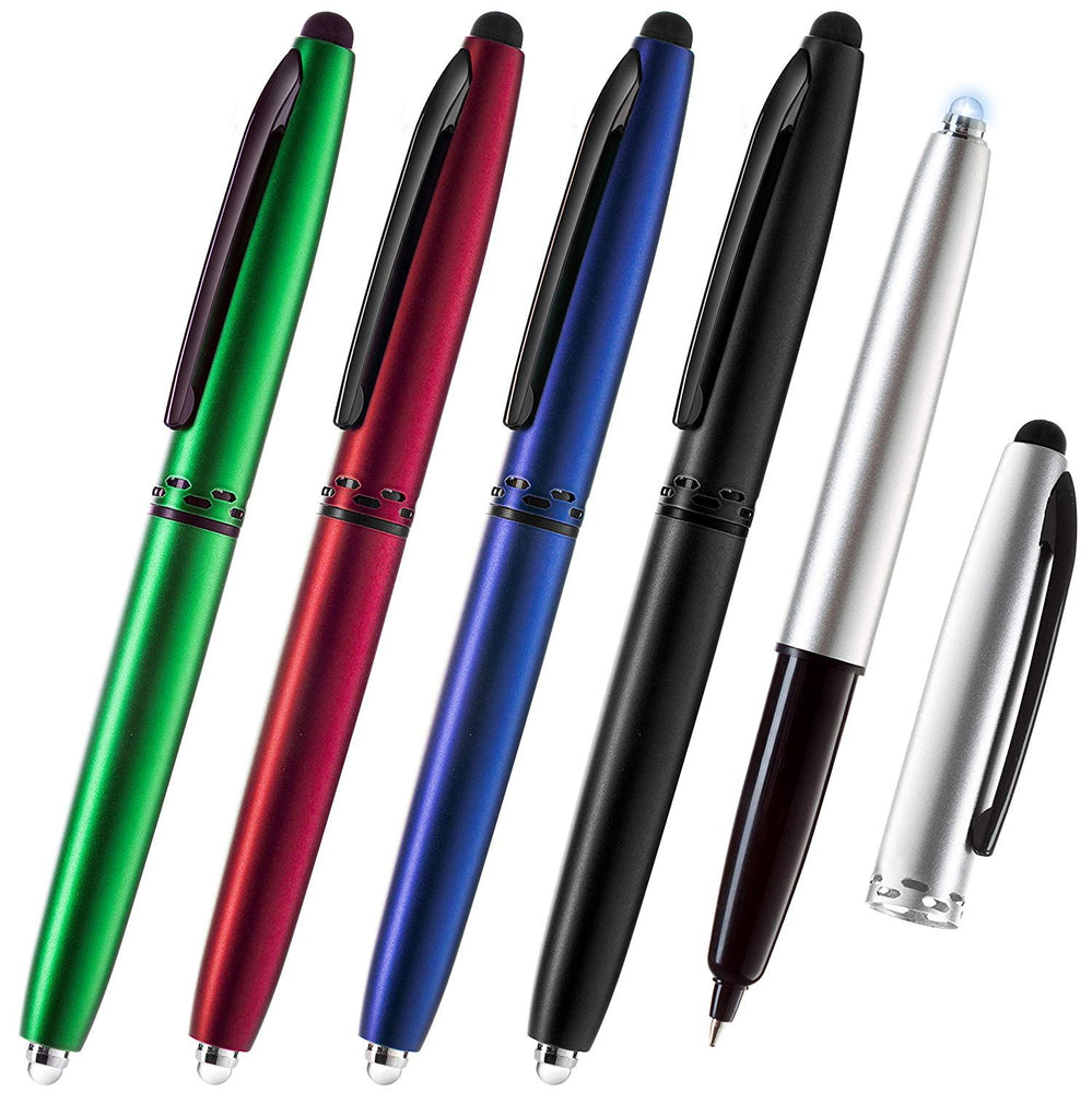 Stylus Pen- Capacitive Stylus, 3-in-1 Metal Pen, Multi-Function,Ballpoint Ink Pen,with LED Flashlight, for Touchscreen Devices, Tablets, iPads, iPhones,10PK