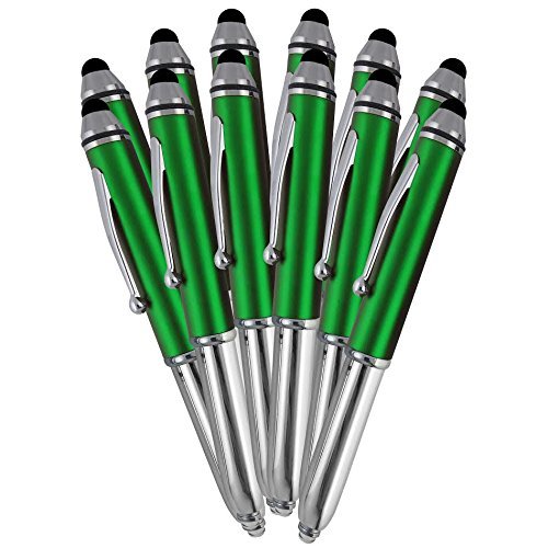 SyPen Stylus Pen for Touchscreen Devices, Tablets, iPads, iPhones, Multi-Function Capacitive Pen with LED Flashlight, Ballpoint Ink Pen, 3-in-1 Pen, Multi, 10PK