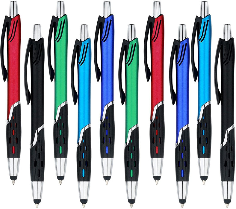 Stylus Pens - 2 in 1 Touch Screen & Writing Pen, Sensitive Stylus Tip - for Your iPad, iPhone, Kindle, Nook, Samsung Galaxy & More - Assorted Colors, 10 Pack