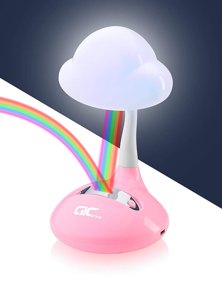 Rainbow Projector & Night Light - Multifunction Tabletop Multicolor LED Lamp for Kids Bedroom - Pink - by GicZone