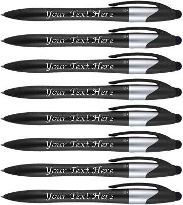 Personalized With Custom Logo or Text Pens-Pack of 400- for Marketing, Parties, and Events, Each Pen is a 3 Color Ink Ballpoint Pen (Black, Blue, Red) + Stylus for Touchscreen Devices, Red Pens