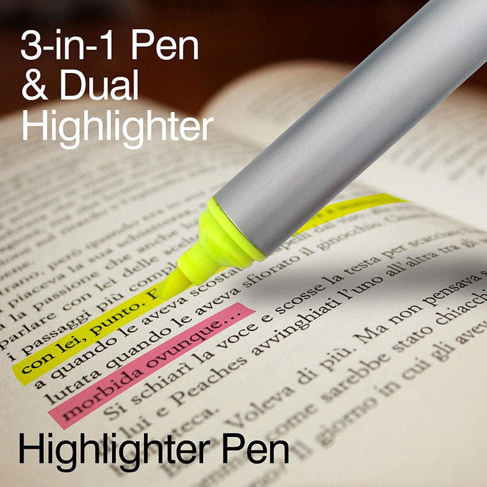 Highlighter with Ballpoint Pen With Chisel Tips, Comes in an array of bright colors, Pack of 5