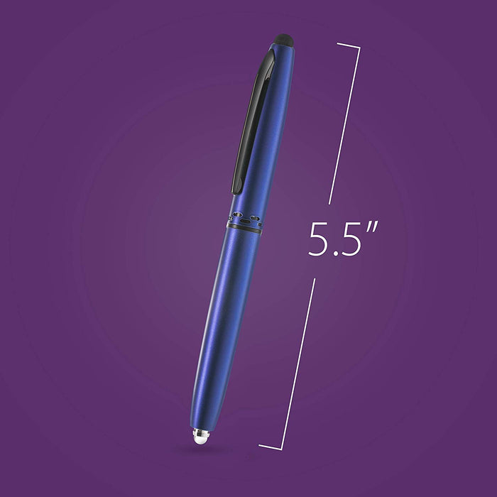 Stylus Pen- Capacitive Stylus, 3-in-1 Metal Pen, Multi-Function,Ballpoint Ink Pen,with LED Flashlight, for Touchscreen Devices, Tablets, iPads, iPhones, 5PK
