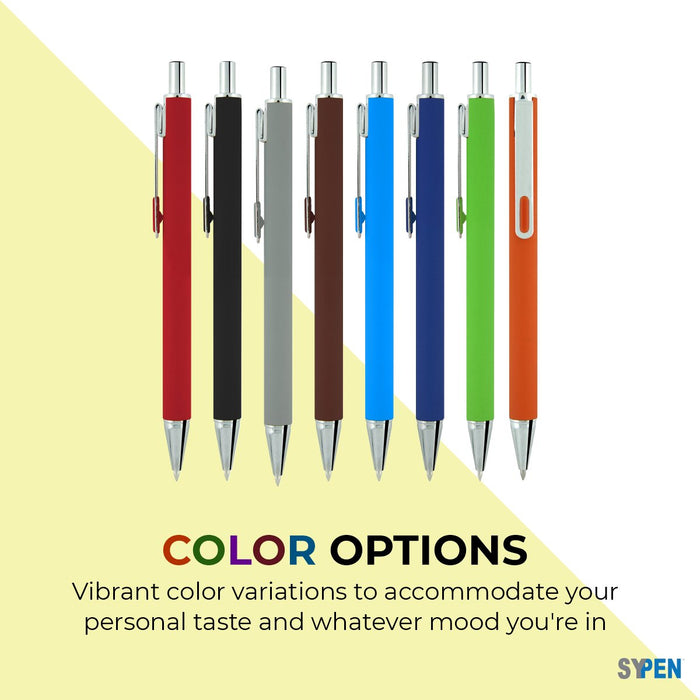 Soft Rubberized Ballpoint Writing Click Pen By SyPen, Assorted Colors and Combo Packs