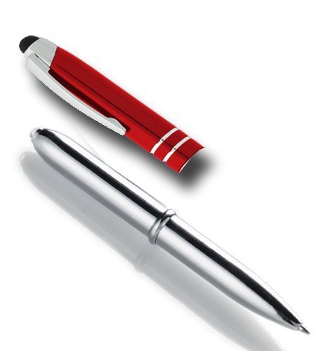 SyPen Stylus Pen for Touchscreen Devices, Tablets, iPads, iPhones, Multi-Function Capacitive Pen with LED Flashlight, Ballpoint Ink Pen, 3-in-1 Metal Pen, 6PK, Gunmetal
