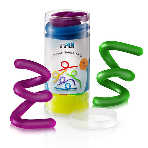 SyPen Sensory Stretchy String Fidget Toys - Stretchable and Flexible from 10 Inches to 8'- Anxiety and Stress Relief for Kids with Special Needs, Autism and ADHD (BPA/Phthalate/Latex-Free) 6 Pack