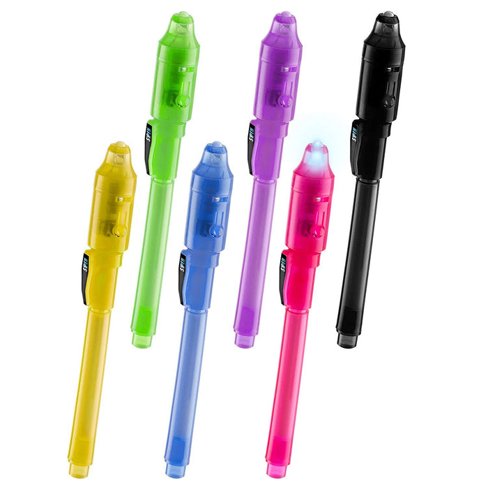 Invisable Ink Pen Marker Secret spy Message Writer with uv Light Fun Activity for Kids Party Favors Ideas Gifts and Stock Stuffers, (6 Pack) by SyPen