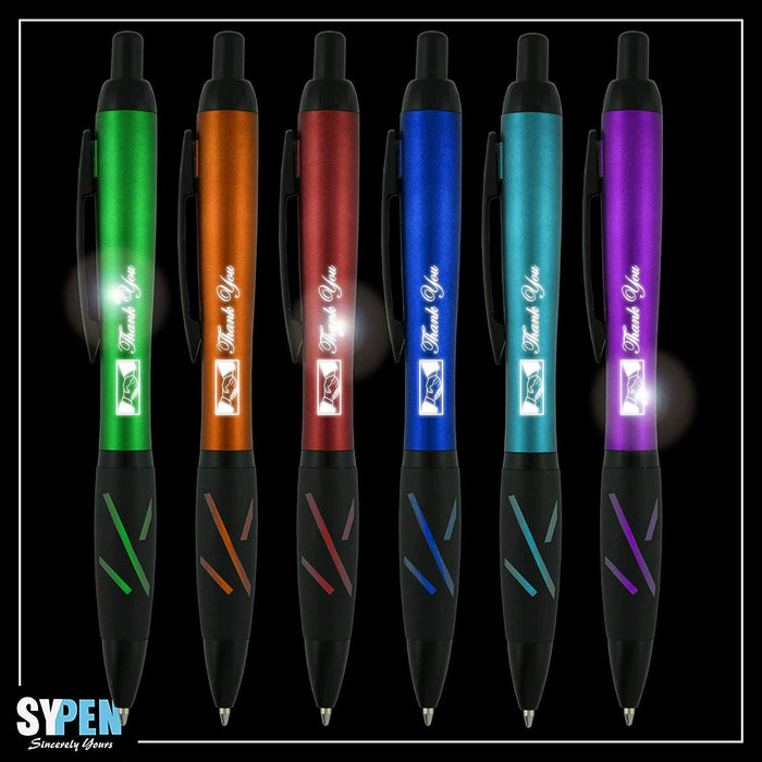 Thank You Gift Pen for Your Boss Coworker Wife Husband Dad Mom Doctor, 2 in1 Ballpoint Pen+LED Light up Flashlight, Multicolor 12 Pack