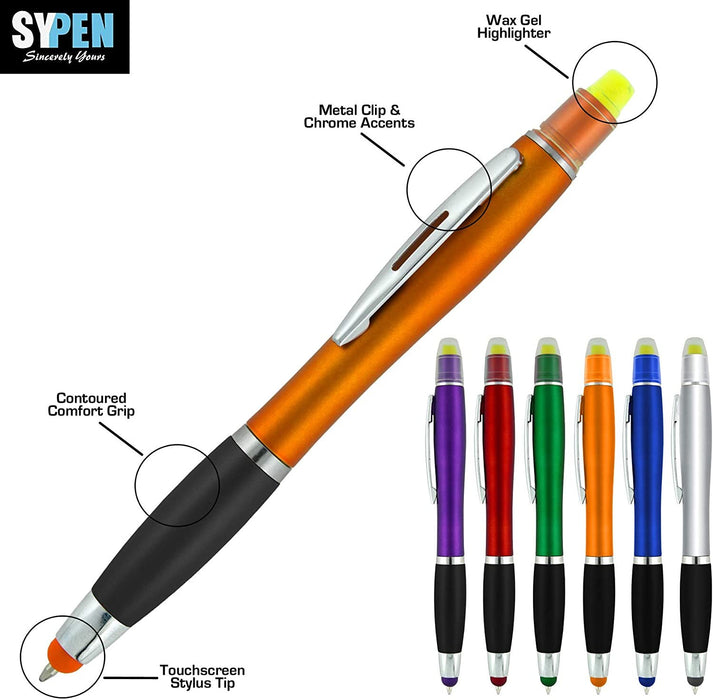 Bible Highlighter with Pen and Stylus Combo, Comes in an array of bright colors, Multi-Color, Pack of 12