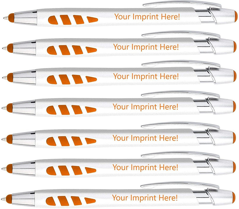 Personalized Pens With your Custom Logo or Text-300 Pack Bulk-for Businesses, Parties, and Events, 2 in 1 Capacitive Stylus & Ballpoint Pen compatible with most touchscreen Devices, Orange