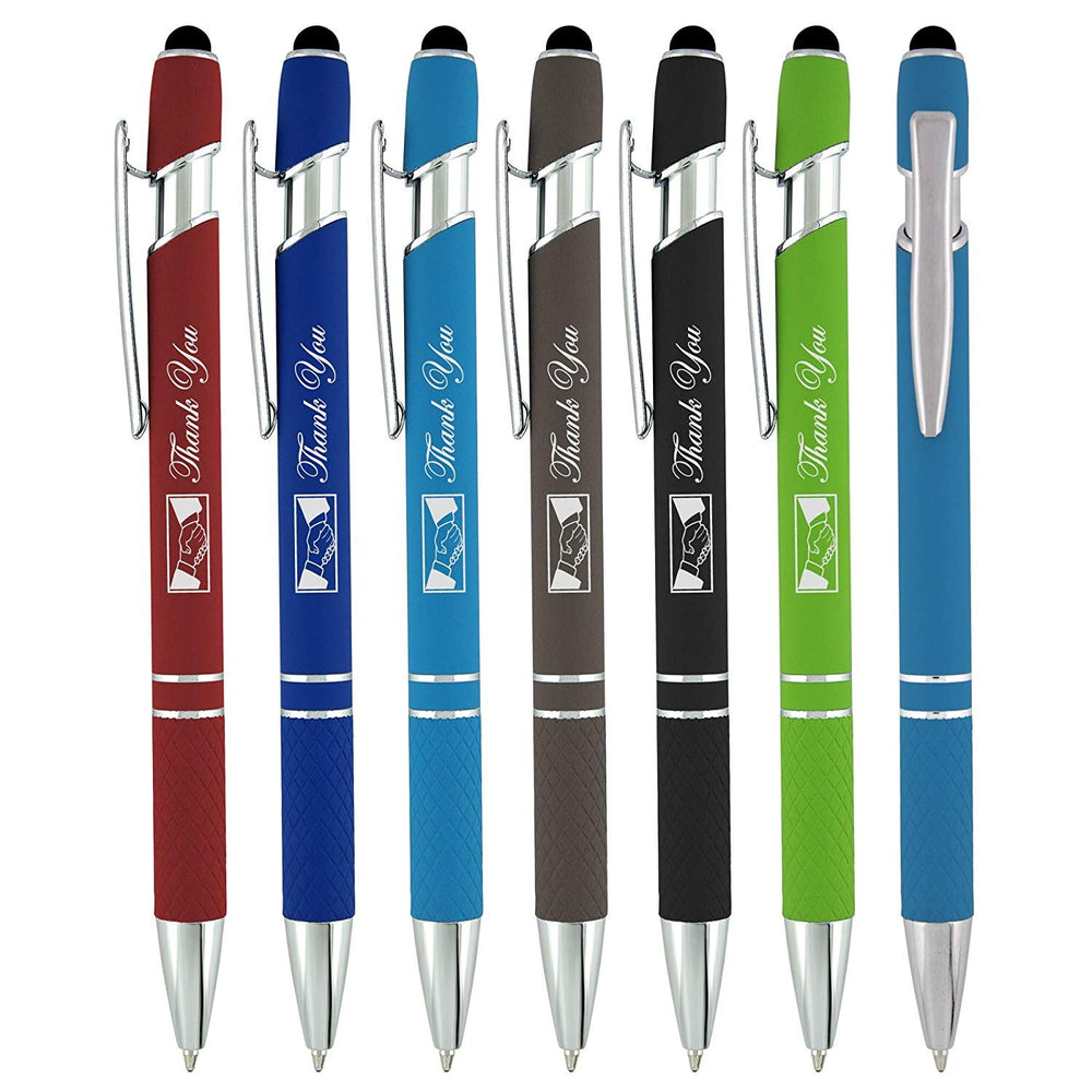 Thank You Greeting Gift Stylus Pens for Touchscreen Devices - 2 in 1 Multifunction Pen - Compatible with Tablets, iPads, iPhones Multicolor 6 Pack