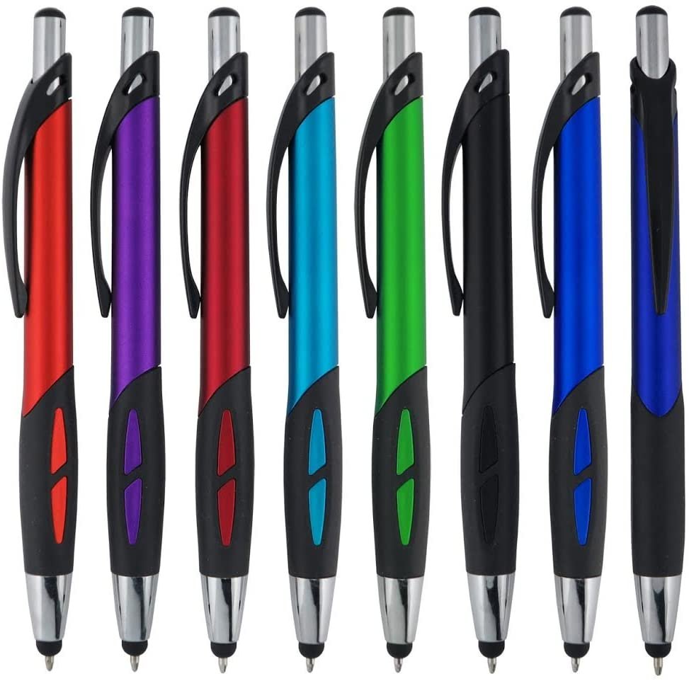 Stylus Pens - 2 in 1 Touch Screen & Writing Pen, Sensitive Stylus Tip - For Your iPad, iPhone, Nook, Samsung Galaxy & More - Assorted Colors, 8 pack
