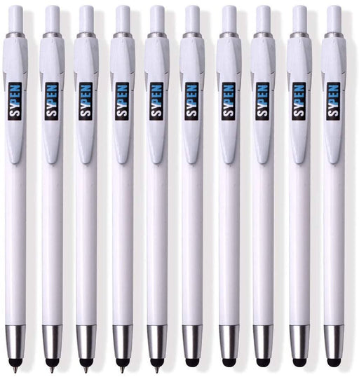 2 in 1 Stylus for Touch Screens Pens with Ballpoint Pens, White- Choose Pack Size