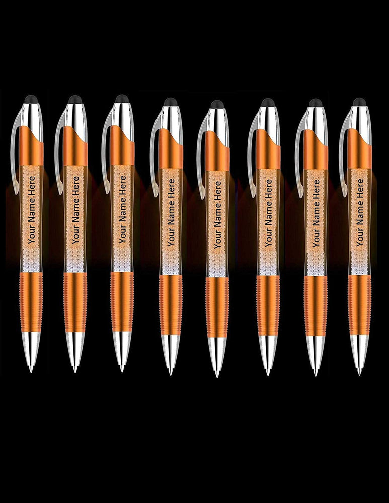 Free Personalization Stylus Pens Bulk-Pen Lights up a Thank You Message- 3 in 1 Stylus+ Ballpoint Pen Barrel Filled with Crystals-Compatible with Most Phones and Touch Screen Devices, 12 Pack