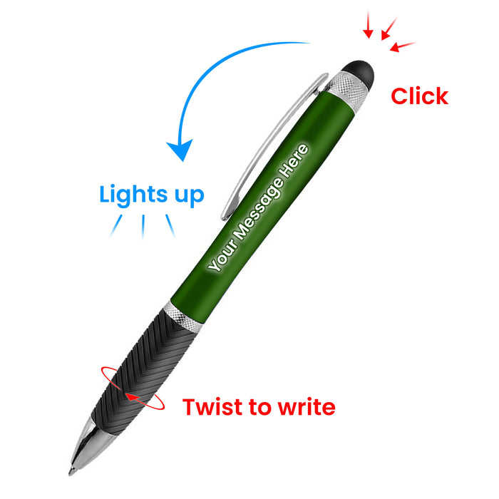d Personalized Pens -80 Pack Bulk-Free Laser Engraving - 3 In Ballpoint Pen, Stylus and Light Up Personalized Area - Custom Name, Logo or Gift Message-By Sypen…