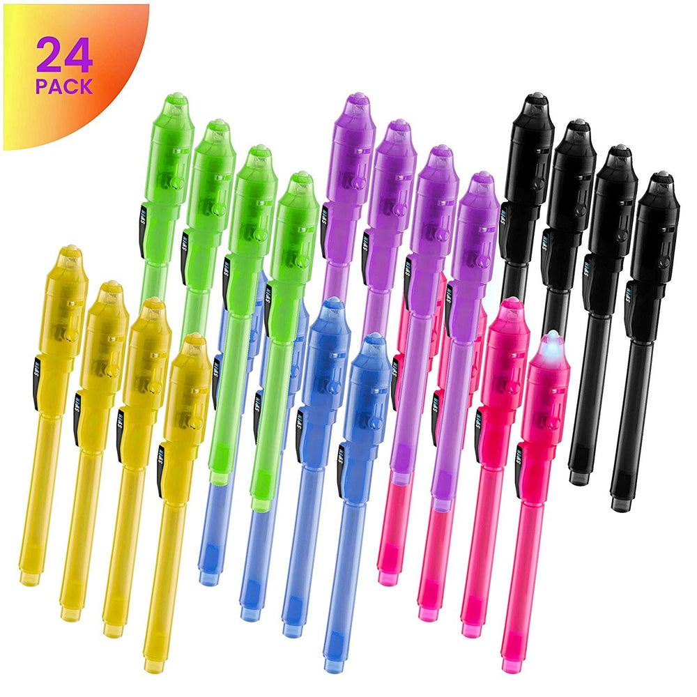 SyPen Invisible Disappearing Ink Pen Marker Secret spy Message Writer with uv Light Fun Activity for Kids Party Favors Ideas Gifts and Stock Stuffers (24 Pack)