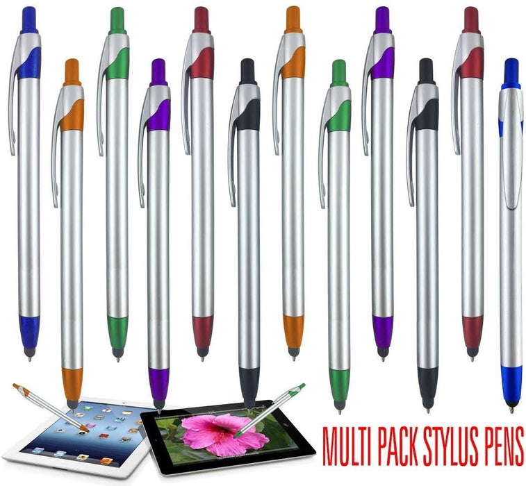 Stylus for Touch Screens Pen with Ball Point Pen,for Universal Touch Screen Devices, for Phones, Ipads,Tablets, iPhone, Samsung Galaxy etc. Assorted Colors (Silver 6 Pack)