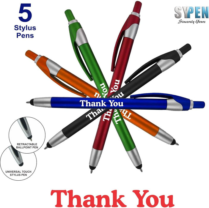 Thank You Greeting Gift Stylus Pens for Touchscreen Devices - 2 in 1 Multifunction Pen - Compatible with Tablets, iPads, iPhones 50 Pack