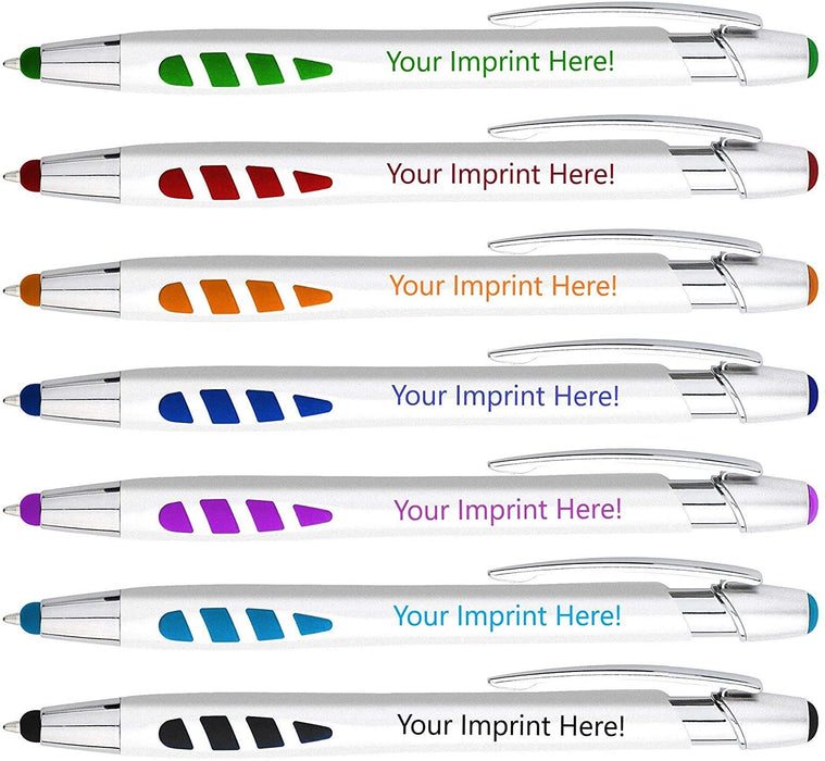 Personalized Pens With your Custom Logo or Text-300 Pack Bulk-for Businesses, Parties, and Events, 2 in 1 Capacitive Stylus & Ballpoint Pen compatible with most touchscreen Devices, Orange