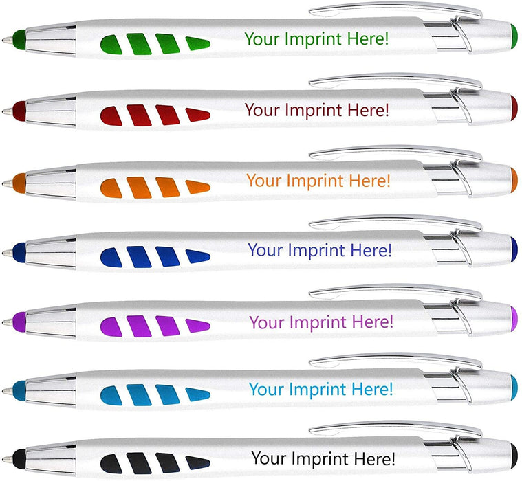 Personalized Pens With your Custom Logo or Text-150 Pack Bulk-for Businesses, Parties, and Events, 2 in 1 Capacitive Stylus & Ballpoint Pen compatible with most touchscreen Devices, Orange