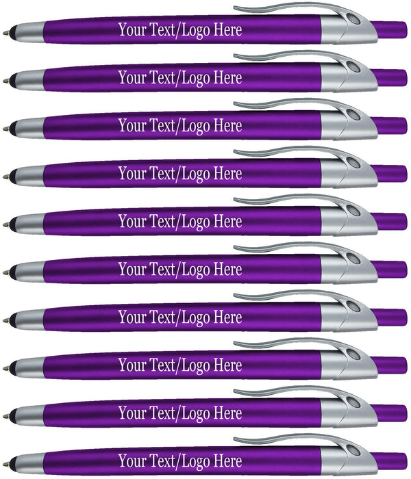 Personalized With Custom Logo or Text Pens-Pack of 300- for Marketing, Parties, and Events, 2 in 1 Capacitive Stylus & Ballpoint Pen Compatible With Touchscreen Devices, Black Ink, Green Pens