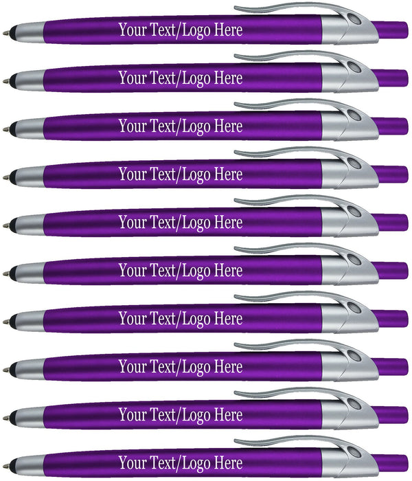 Personalized With Custom Logo or Text Pens-Pack of 300- for Marketing, Parties, and Events, 2 in 1 Capacitive Stylus & Ballpoint Pen Compatible With Touchscreen Devices, Black Ink, Green Pens