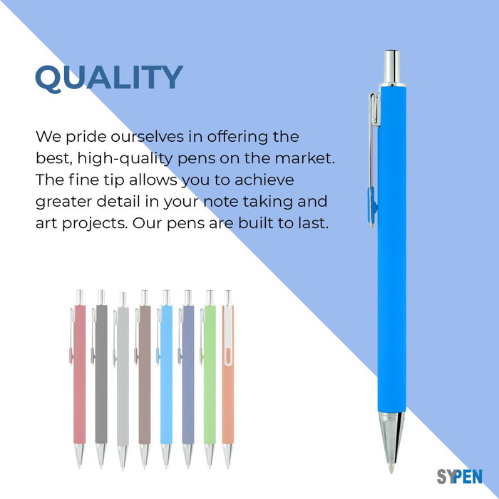 Soft Rubberized Ballpoint Writing Click Pen By SyPen, Assorted Colors and Combo Packs