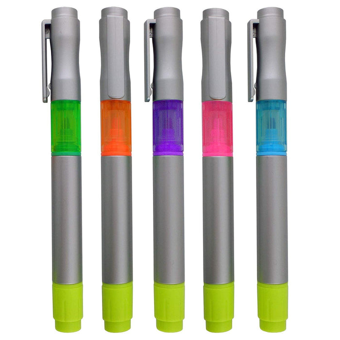 Highlighter with Ballpoint Pen With Chisel Tips, Comes in an array of bright colors, Pack of 5